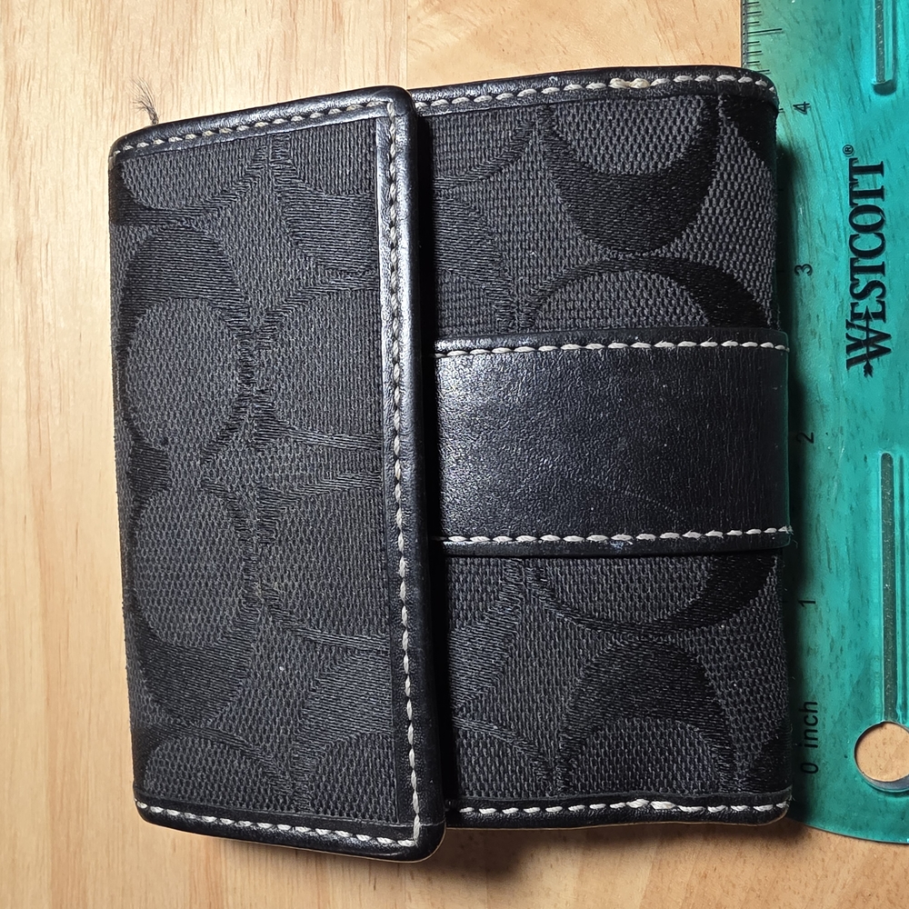 Coach Black Wallet with Tri-Fold Design
